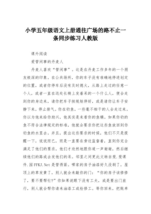 小学五年级语文上册通往广场的路不止一条同步练习人教版