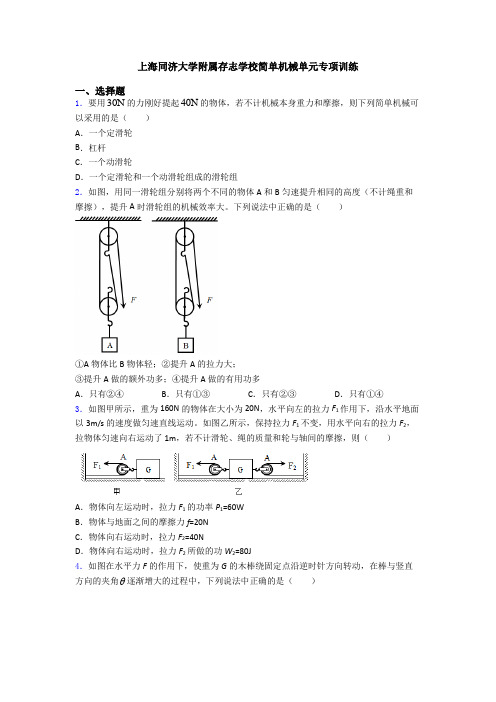 上海同济大学附属存志学校简单机械单元专项训练