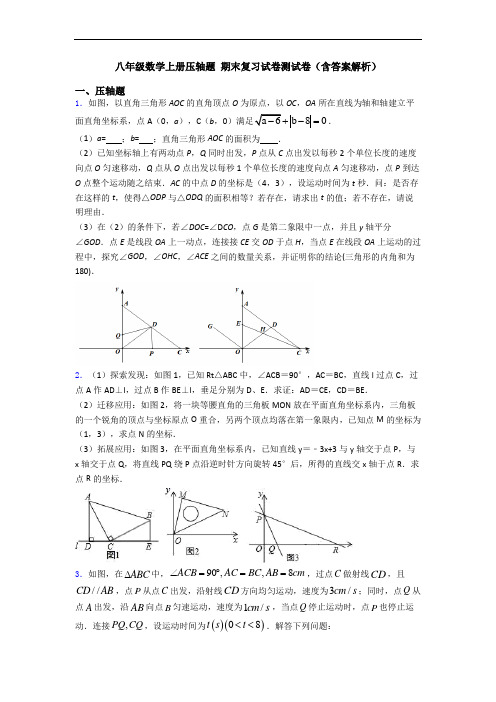 八年级数学上册压轴题 期末复习试卷测试卷(含答案解析)