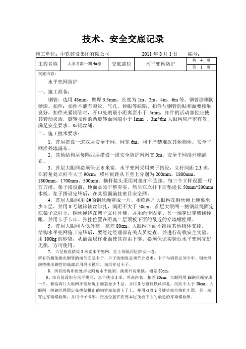 水平兜网防护