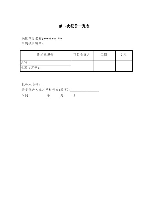 第二次报价表样