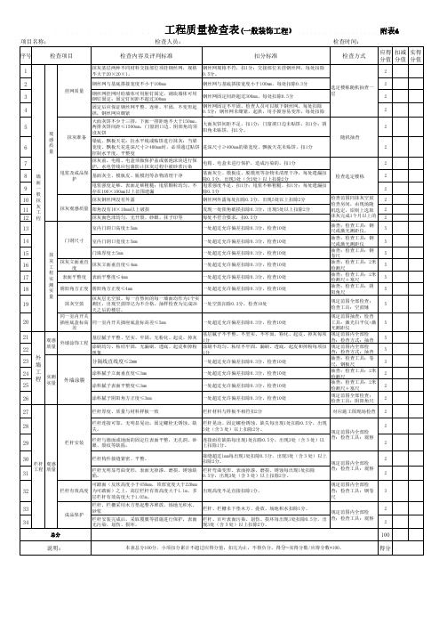 工程质量检查表(一般装饰工程)