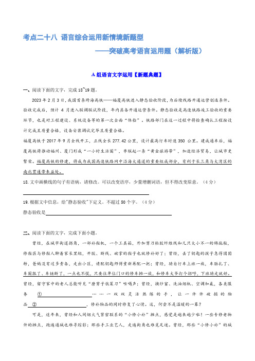 专题28语言综合运用新情境新题型(练习)-2025年高考语文二轮复习讲练测(新教材新高考)(解析版)