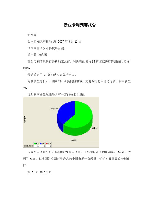 行业专利预警报告