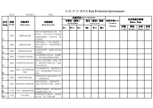 风险评估调查表