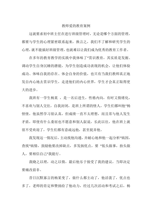 教师爱的教育案例