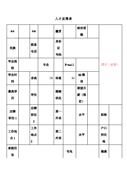 人才应聘表