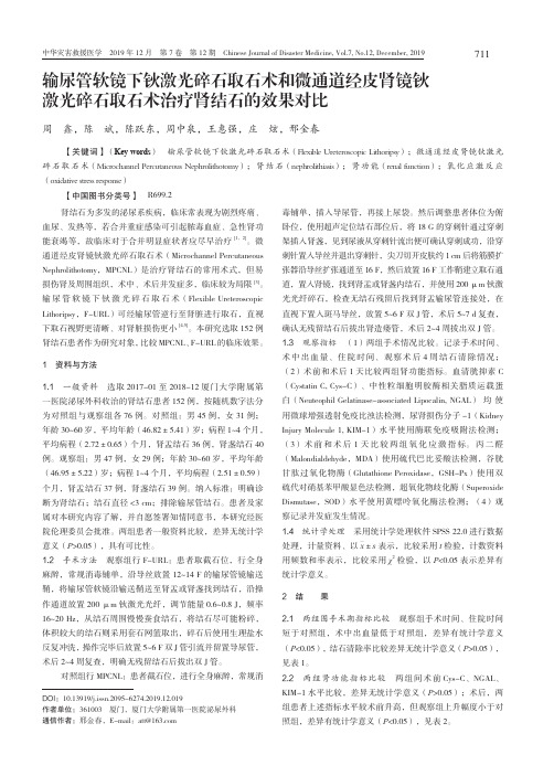 输尿管软镜下钬激光碎石取石术和微通道经皮肾镜钬激光碎石取石术