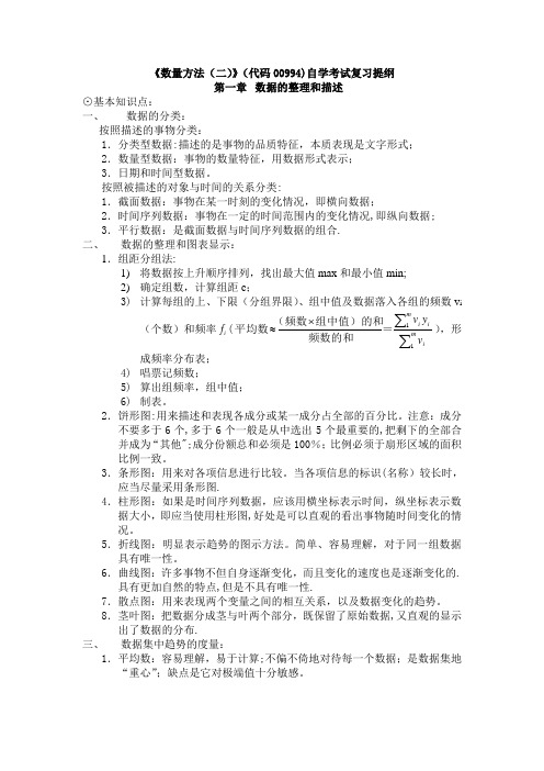 《数量方法(二)》(代码00994)自学考试复习提纲-附件1