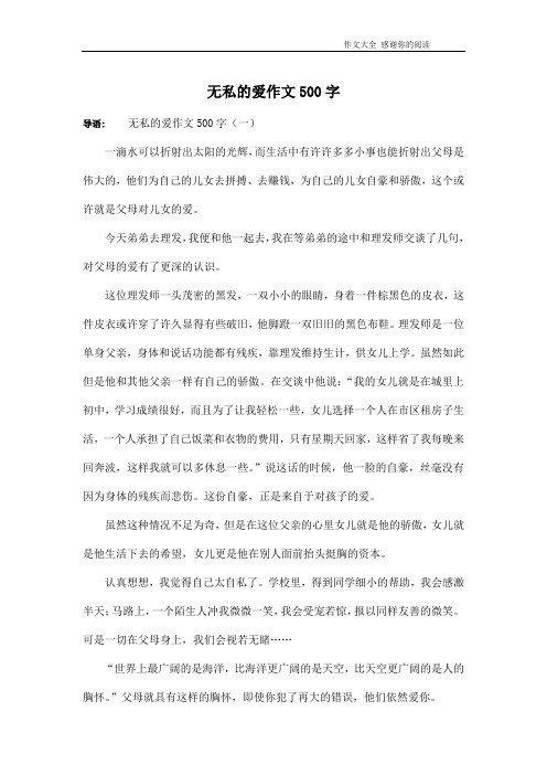 无私的爱作文500字