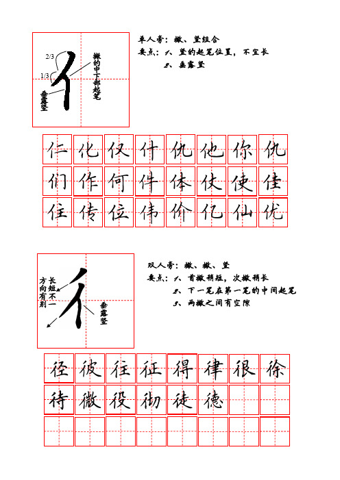 硬笔书法教案偏旁部首