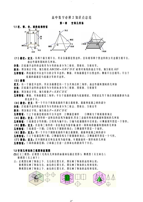 新人教版高中数学必修2知识点总结