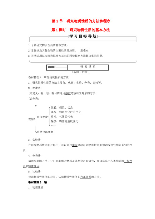 2018版高中化学 第1章 认识化学科学 第2节 研究物质性质的方法和程序(第1课时)研究物质性