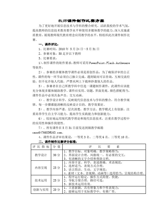 教师课件制作比赛方案