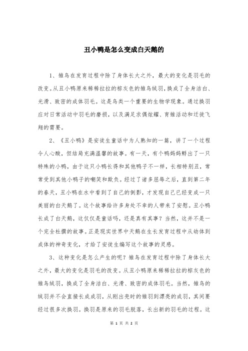 丑小鸭是怎么变成白天鹅的