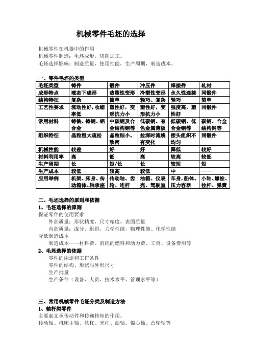 机械零件毛坯的选择