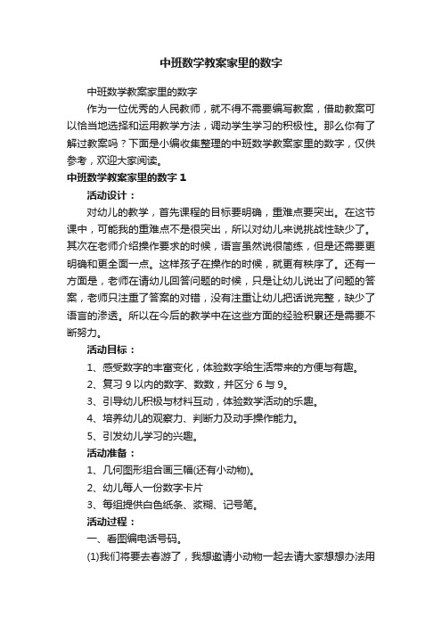 中班数学教案家里的数字