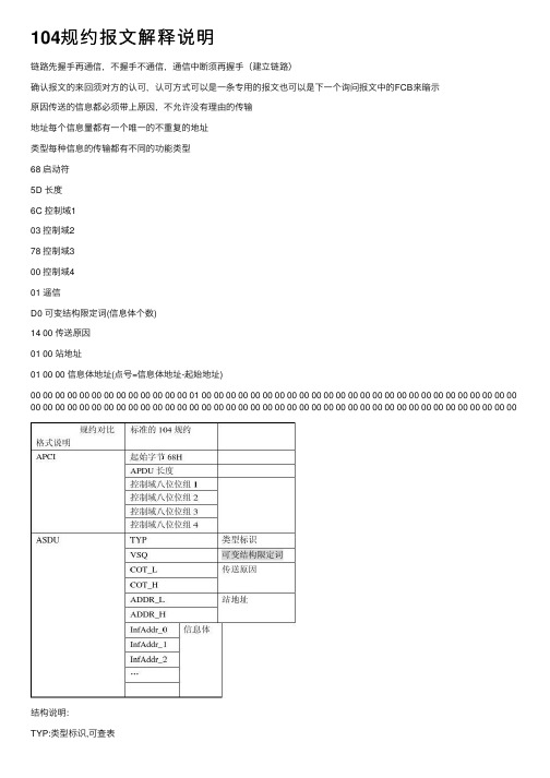 104规约报文解释说明