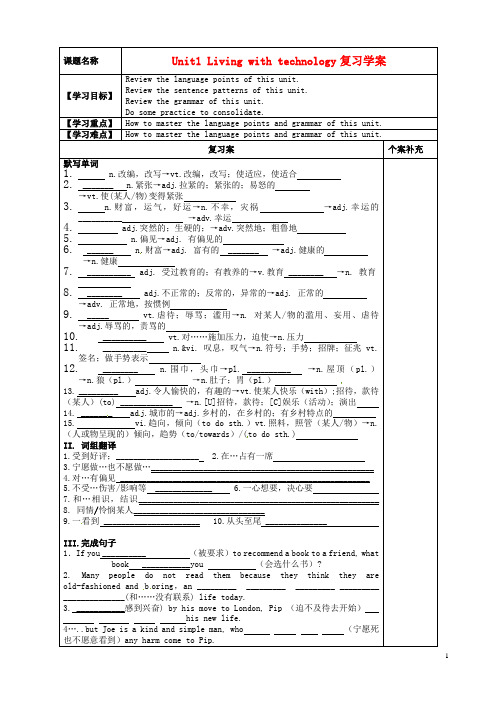 江苏省徐州市睢宁县宁海外国语学校高中英语 M8 Unit1 Living with technology复习学案 译林牛津版选修7