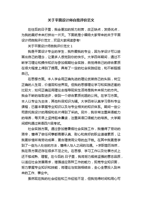 关于平面设计师自我评价范文