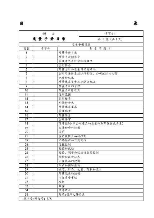 北京物业管理公司质量手册全套