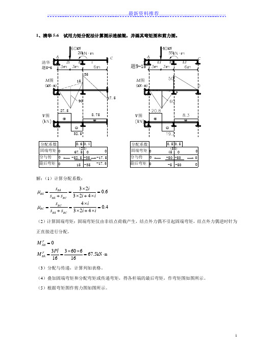 第九章 力矩分配法习题解答