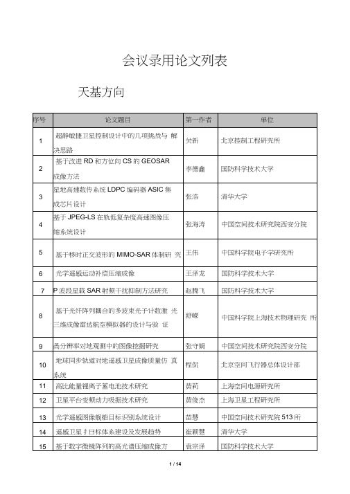 航空方向-第四届高分辨率对地观测学术年会