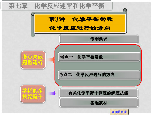 高考化学一轮专题复习 第七章 第3讲 化学平衡常数 化学反应进行的方向课件 新人教版