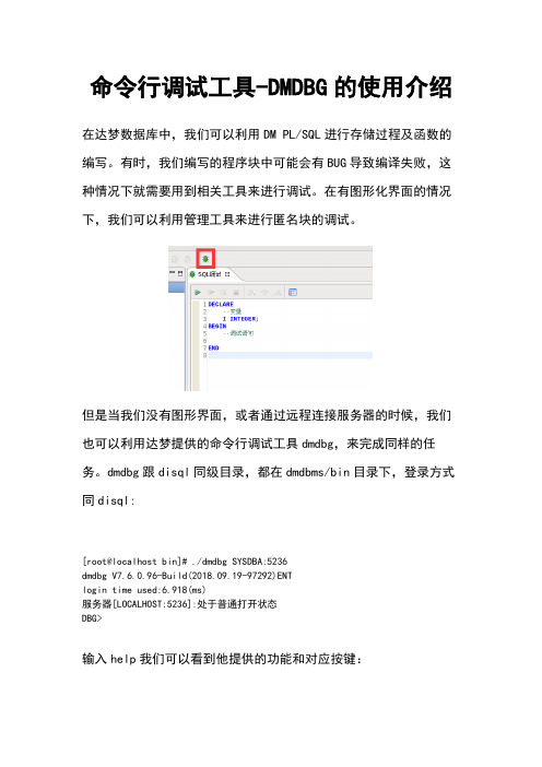 命令行调试工具-DMDBG的使用介绍