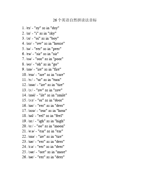 26个英语自然拼读法音标