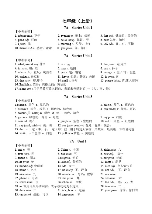 新版goforit分册中考词汇汇总(按单元)