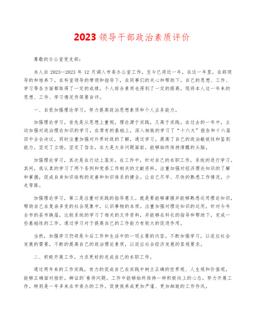 2023领导干部政治素质评价