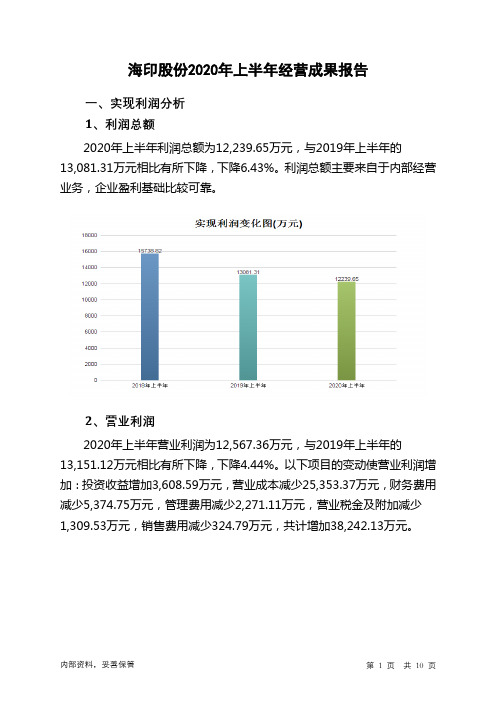 海印股份2020年上半年经营成果报告