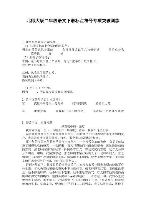 北师大版二年级语文下册标点符号专项突破训练