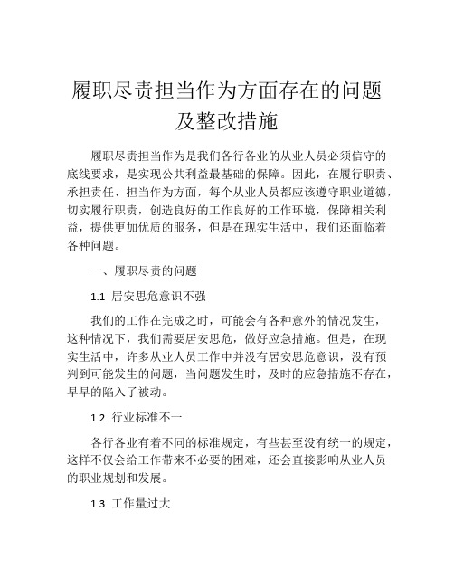 履职尽责担当作为方面存在的问题及整改措施