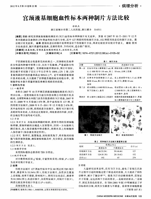 宫颈液基细胞血性标本两种制片方法比较