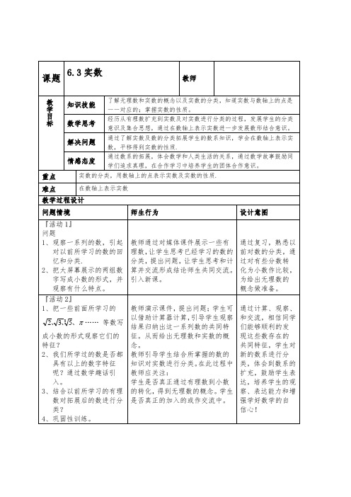 人教版七年级数学下册 实数 (1) 教学设计教案