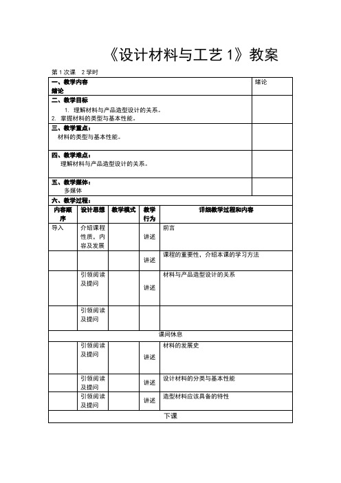 工艺材料产品设计 教案