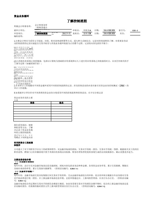 银行财务审计工作底稿之资金业务循环