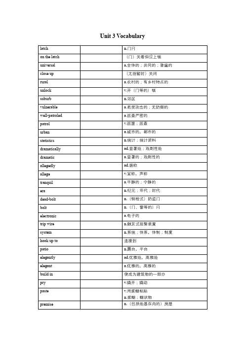 全新版大学英语3词汇表 Book 3 Unit 3 vocabulary