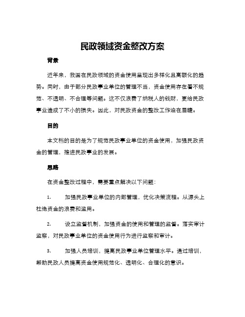 民政领域资金整改方案