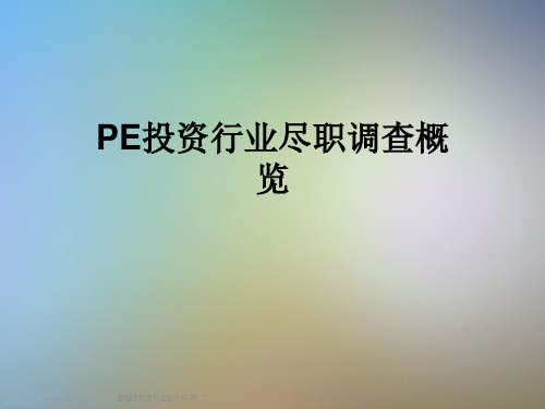 PE投资行业尽职调查概览