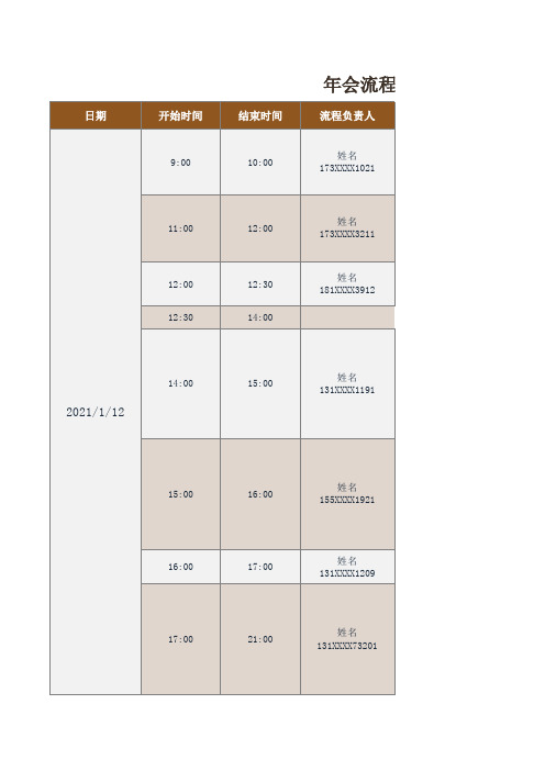 年会流程计划表模板