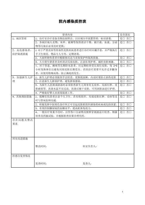 院内感染质控表