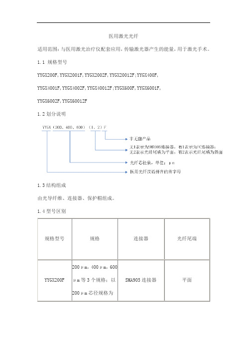 医用激光光纤产品技术要求longhuiyan