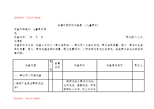 法律风险防控排查表(完整资料).doc