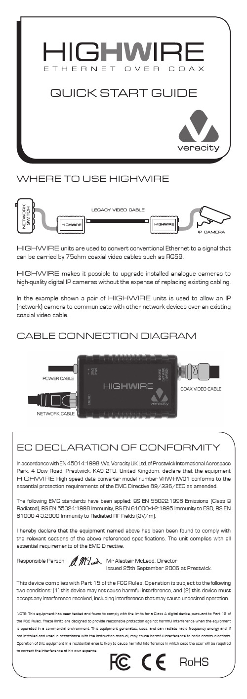 Veracity VHW-HW01高速数据转换器用户手册说明书