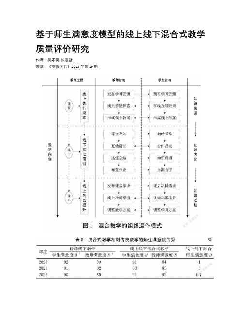 基于师生满意度模型的线上线下混合式教学质量评价研究 