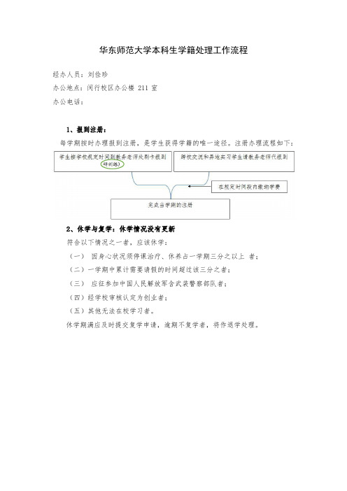 华东师范大学本科生学籍处理工作流程