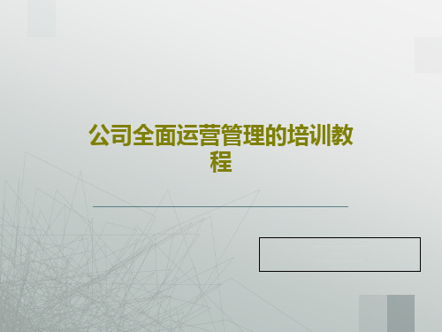 公司全面运营管理的培训教程共174页